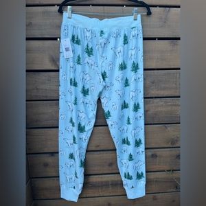 NWT PJ Salvage polar bear soft fleece joggers, ice blue, size Small